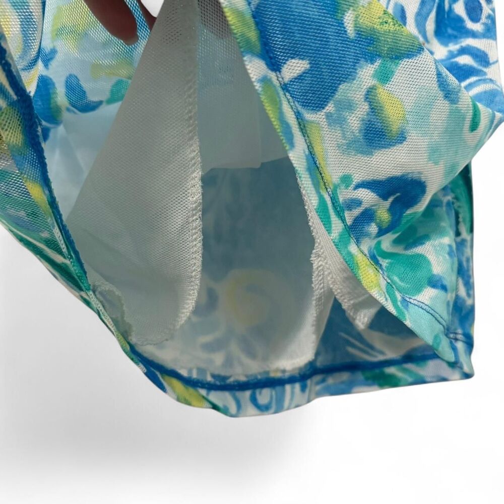 Y2K Chaps Baby Doll Style Blue & Green floral tie dye sleeveless top | Size PL - Picture 6 of 9